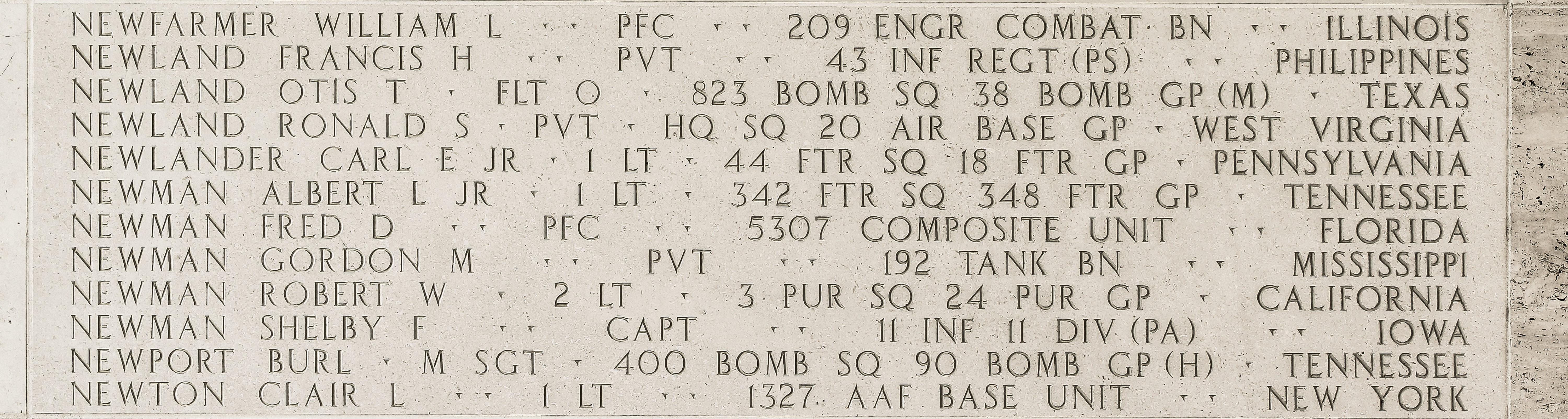 Otis T. Newland, Flight Officer